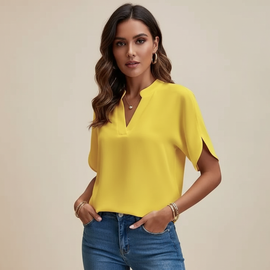 Elegant White V-Neck Blouse - Business Casual Top | Lily
