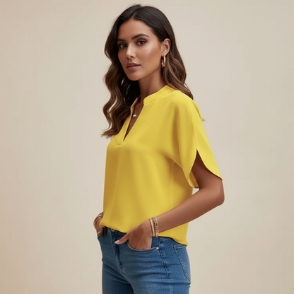 Elegant White V-Neck Blouse - Business Casual Top | Lily