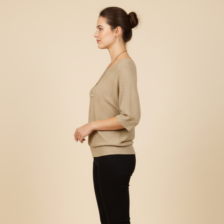 Sparkle Knit Blouse - Elegant Boat Neck Top | Aurora