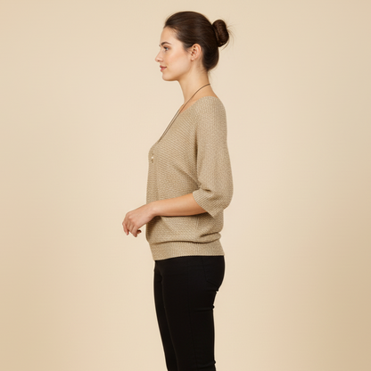 Sparkle Knit Blouse - Elegant Boat Neck Top | Aurora