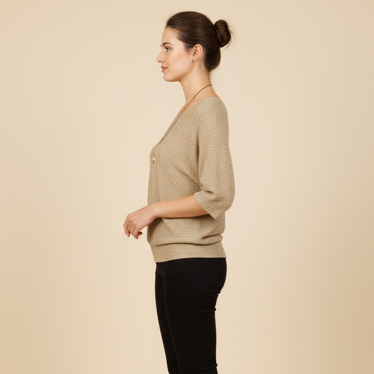 Sparkle Knit Blouse - Elegant Boat Neck Top | Aurora