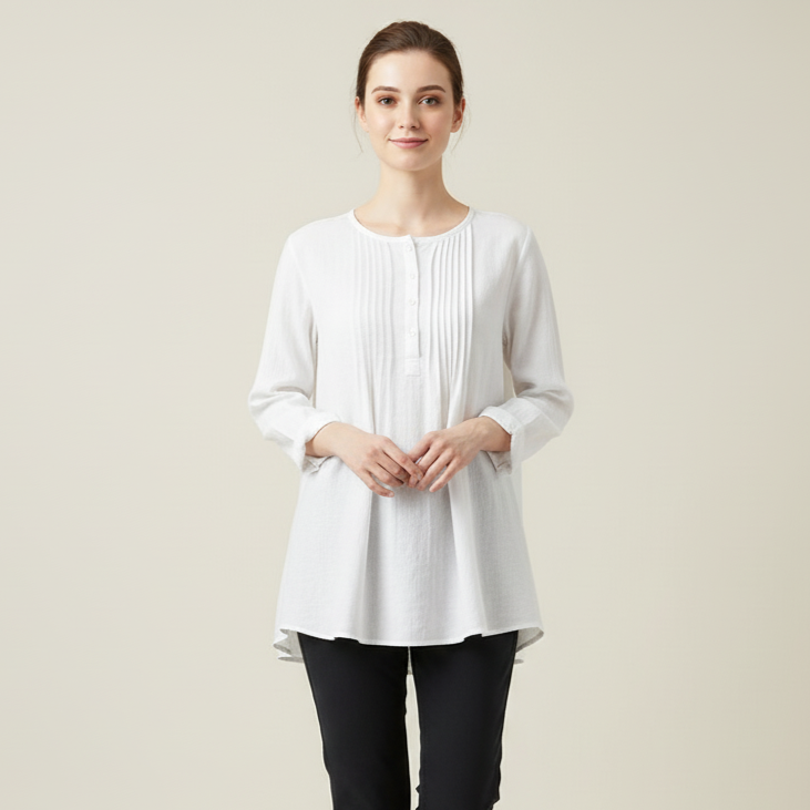 Soft Long Sleeve Tunic Blouse - Everyday Loose Fit Top | Clara