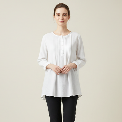 Soft Long Sleeve Tunic Blouse - Everyday Loose Fit Top | Clara