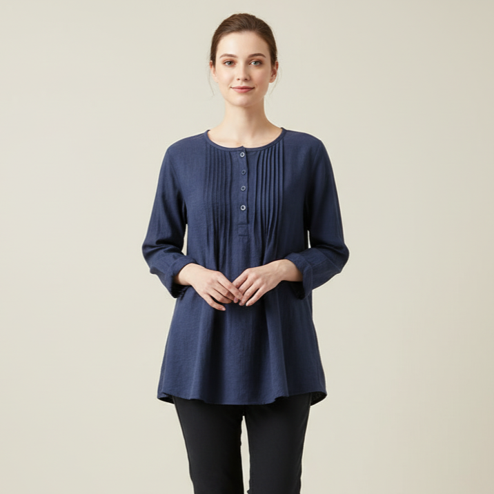 Soft Long Sleeve Tunic Blouse - Everyday Loose Fit Top | Clara