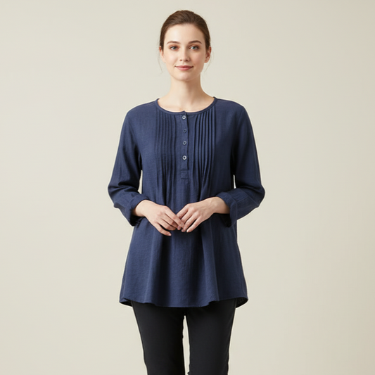 Soft Long Sleeve Tunic Blouse - Everyday Loose Fit Top | Clara