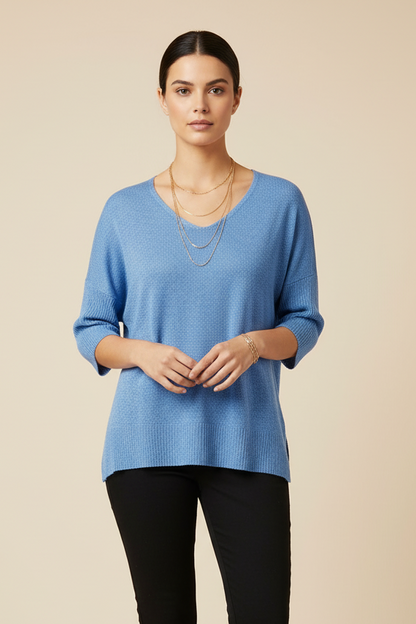 Breathable V-Neck Tunic Top - Everyday Loose Fit Sweater | Coral