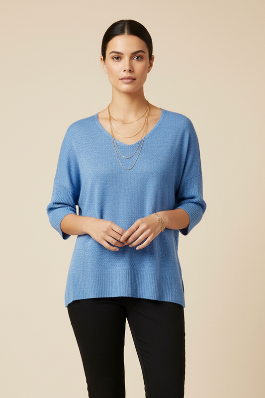 Breathable V-Neck Tunic Top - Everyday Loose Fit Sweater | Coral